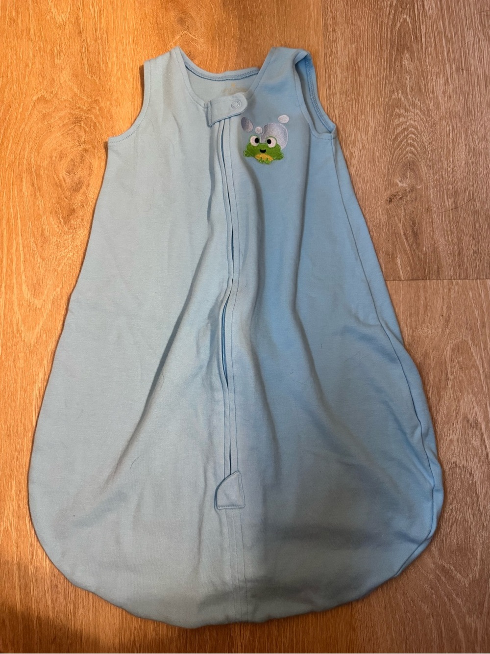Light Blue Sleeveless Baby Sleep Sack with Frog Applique - Falls Creek